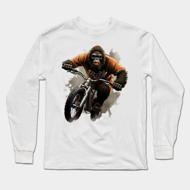 gorilla bmx Long Sleeve T-Shirt by sample the dragon